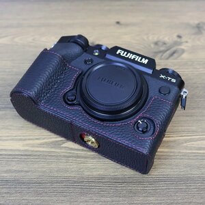 ブラック　Xt5-ハーフベースの本革カメラカバー,fjifilm X-T5カメラ用保護カバー