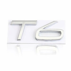 T6　シルバー　ロゴバッジステッカー,車の装飾,3D,wd t5 t6,v40 v60 v90 xc60 xc90 xc40 s60 s90 s80c30