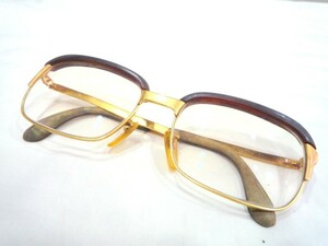 1000円スタート 眼鏡 K18 18金 メーカー名記載なし フルリム 度入り眼鏡 総重量約40.5g K18眼鏡 めがね メガネ 4 EE1015