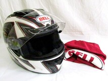 1000円スタート ヘルメット BELL ベル Vortex SNELL M2010 APPROVED DOT フルフェイス型 バイク用品 ブラック×ホワイト×レッド TSI E9019_画像1