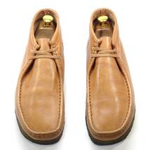 即決 Clarks Wallabees 25.0cm ワラビーブーツ クラークス メンズ 茶 ブラウン 本革 モカシン 本皮 カジュアル 革靴 クレープソール 紳士靴_画像7