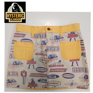 ヒステリックグラマー HYSTERIC GLAMOUR デニムスカート ミニスカート 総柄 黄色