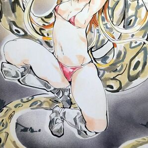 手描きイラスト オリジナル A4  金髪女の子 蛇の画像3