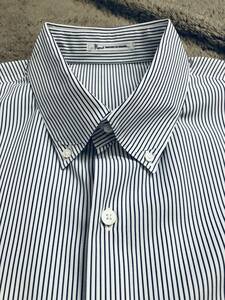 papas Papas button down shirt stripe white x navy size L cotton 100%