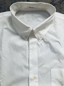 papas Papas white short sleeves button down shirt white light stripe size LL
