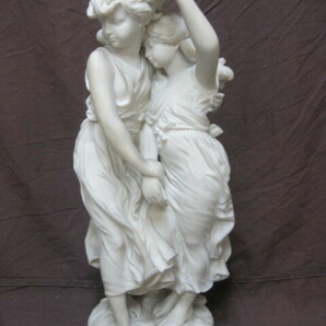 【B046】 西洋美術 大理石 アラバスター彫刻 少年少女像 特大 重量約11kg 高さ約53㎝の画像1