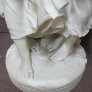 【B046】 西洋美術 大理石 アラバスター彫刻 少年少女像 特大 重量約11kg 高さ約53㎝の画像4