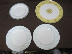 【B065】ティファニー　TIFFANY & Co.　4枚セット　中皿　大皿　ウィートリーフ ピンクチューリップ プラチナブルーバンド