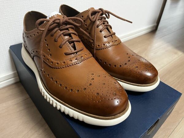 【新品未使用】コールハーン COLE HAAN ゼログランド ウィングチップ オックスフォード メンズ 本革 ブラウンZEROGRAND WINGTIP OXFORD 