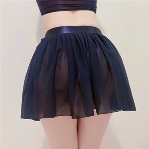 3403 see-through flared skirt micro mini height 33cm black 