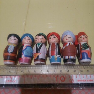  mini figure kokeshi style ceramics made 6 point industrial arts .. ornament doll retro including in a package un- possible 
