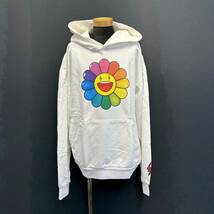 J Balvin × TAKASHI MURAKAMI Rainbow Flower Hoodie ジェイ バルビン 村上隆 レインボー フラワー フーディー size XXL ホワイト 新品_画像1