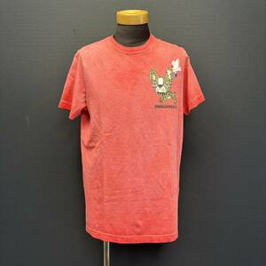 DSQUARED2 French bulldog S/S TEE ディースクエアード フレンチブルドッグ ショートスリーブ Tシャツ size L レッド 後染め