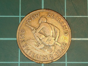 【1円スタート】ニュージーランド　1シリング銀貨　1942年　ジョージ6世