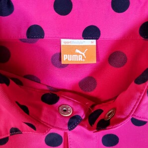 1円スタート PUMA GOLF プーマゴルフ 半袖 ポロシャツ 日本正規店購入 メンズMサイズ 珍しい水玉ピンク色 美中古の画像7