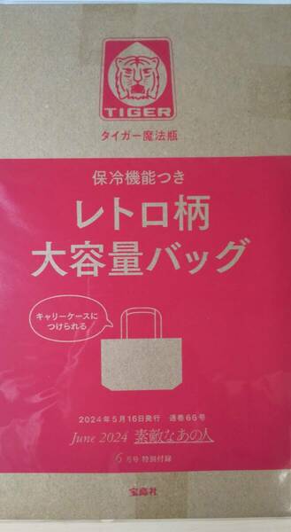 素敵なあの人 2024年 6月号 【付録】 タイガー魔法瓶コラボ キャリーケースにつけられる♪保冷機能つき大容量バッグ