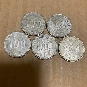 稲100円　銀貨　昭和40年　5枚　　　　　　