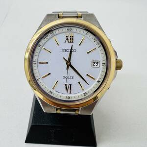 【MMY3135KK】１円スタート 動作未確認品 稼働品 SEIKO セイコー ドルチェ 7B24-0AX0 チタン GP コンビ メンズ 電波ソーラー 白文字盤