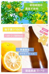 数量限定！【1本！柚子酢 柚子果汁 1800ml(一升瓶)】栽培期間中農薬不使用