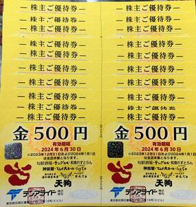 ★送料無料★ テンアライド 天狗 株主優待券10000円分(500円券x20枚) 2024年6月30日迄