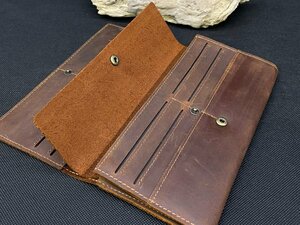 1 jpy new goods folding in half long wallet original leather k Lazy hose cow leather men's wallet for man purse the truth thing photograph 