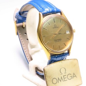 ■♪価格高騰!資産価値！稼働電池新品メンズビンテージ高級超レア！ OMEGA オメガ Seamaster シーマスターデート クオーツ ベルト新品の画像3