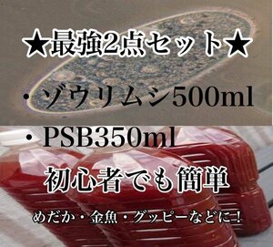 人気度No.1★送料無料★　最強2点セット ゾウリムシ500ml PSB350ml 針子稚魚めだかメダカグッピー