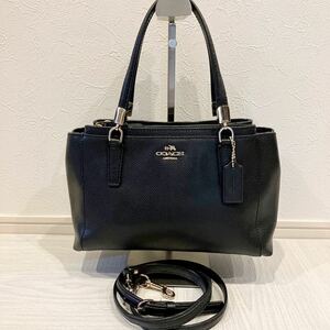 【美品】【コーチ】COACH 2WAY バッグ ハンド ショルダーレザー ブラック 黒 （20240502）