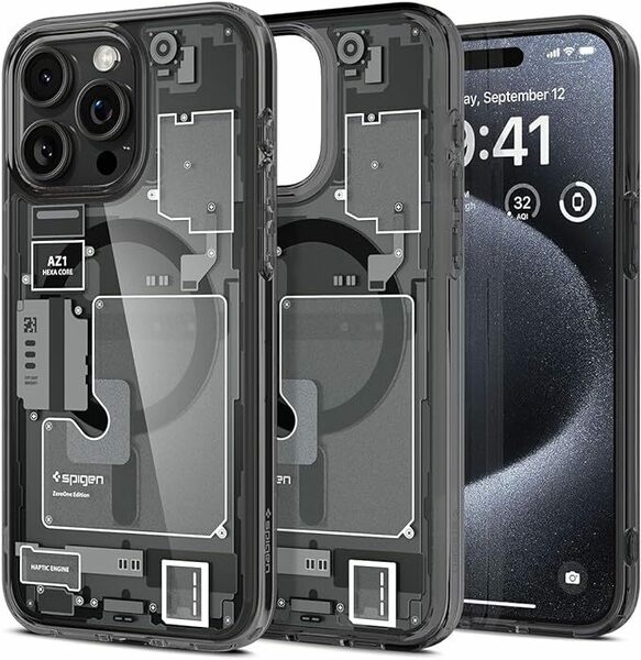 Spigen iPhone 15 Pro ケース MagSafe クリア 耐衝撃 米軍MIL規格取得 ストラップホール 黄変抑制 透明 ACS06721 (ゼロ・ワン)