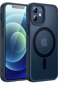 JEDirect iPhone 12 mini 5.4インチ用 マグネット ケース MagSafeに対応 半透明のマット背面 薄型 耐衝撃 カバー (ブルー)