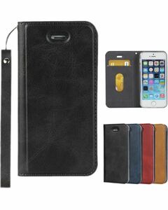 Pelanty for iPhone SE (第1世代) 2016 ケース iPhone 5s 手帳型ケース iPhone 5 携帯カバー PUレザー スマホケース カード収納 ブラック