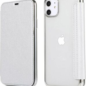 YUYIB iPhone12 用 ケース iPhone12 Pro 用 ケース 手帳型 クリア 高級なPUレザー 衝撃吸収 ブランド(iPhone12 / iPhone12 Pro 6.1,銀色)