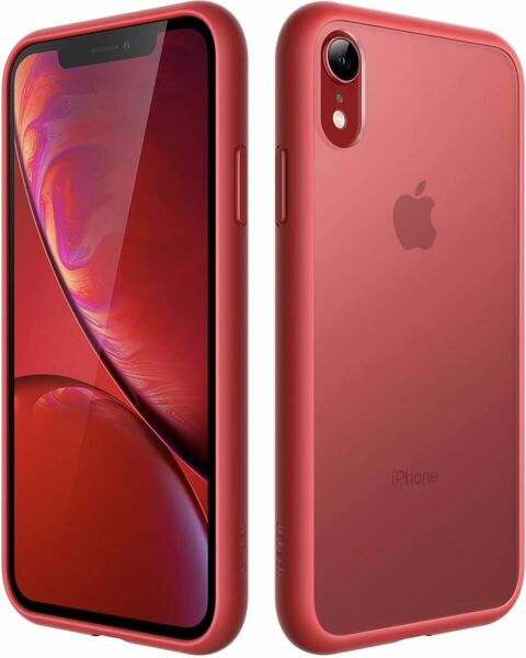 JEDirect マットケース iPhone XR 6.1インチ 耐衝撃性ミリタリーグレードの落下防止 つや消しの半透明の背面電話カバー 指紋防止 (レッド)