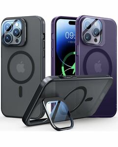 WTAIYUN【レンズ保護+スタンド一体】iPhone 14 Pro 用 ケース MagSafe 対応 米軍規格 [ ストラップホール付き 