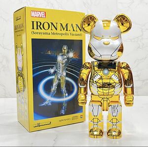 新品 BE@RBRICK ベアブリック 400% アイアンマン ironman ゴールド ヒーロー 箱付き　並行輸入品
