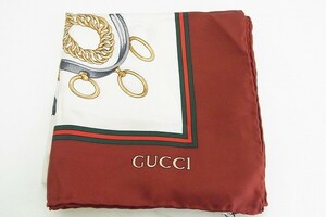 J602-J24-41◎ GUCCI グッチ スカーフ 大判 現状品③◎