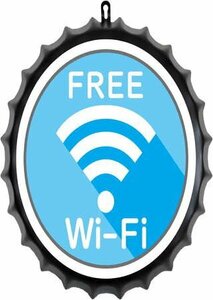 壁掛け サインプレート デザインA (FREE Wi-Fi) 本体ブラック アメリカン雑貨 看板