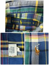 【美品】Ralph Lauren ラルフローレン 長袖 シャツ ネルシャツ ブルー S メンズ L 相当 チェック柄 アメカジ ブルー 青 夏 春 トップス 爽_画像9