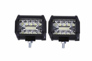 送料無料 LED ワークライト 12V/24V 60W 6000K ホワイト 白色 防水 作業灯 デッキライト 投光器 前照灯 車幅灯 2個セット | a11-79-2