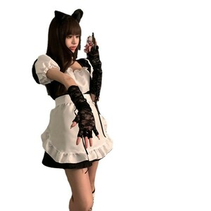 メイド服 猫 コスプレ 衣装 コスチューム かわいい セクシー レース フリル リボン ロリータ バニー XL | a13-043-xl