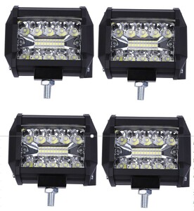 送料無料 LED ワークライト 12V/24V 60W 6000K ホワイト 白色 防水 作業灯 デッキライト 投光器 前照灯 車幅灯 4個セット | a11-79-4