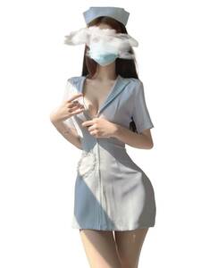  форма медсестры sexy костюмированная игра ero. ультра ... белый халат. ангел .... Ran Jerry мини длина колпак комплект голубой | a13-051-b