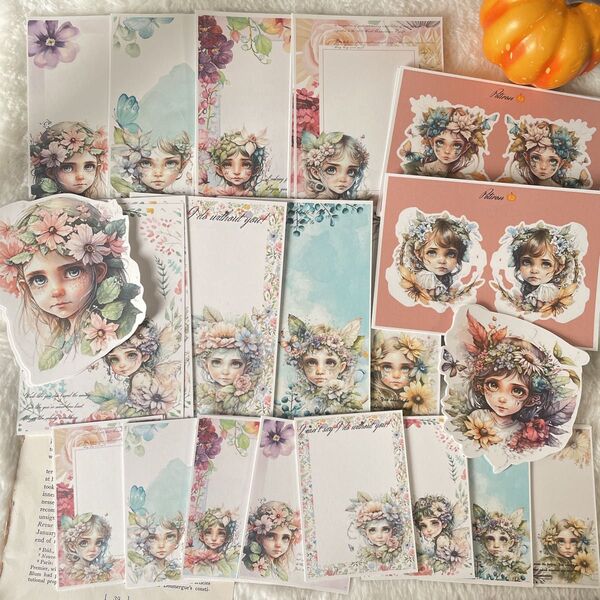 18 フラワーフェアリー メモ 紙モノ コラージュ おすそ分けファイル セット