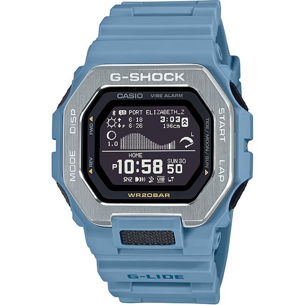 送料無料★特価 新品 カシオ 正規保証付き★G-SHOCK G-LIDE GBX-100-2AJF ライトブルー デジタル タイドグラフ 20気圧防水 腕時計