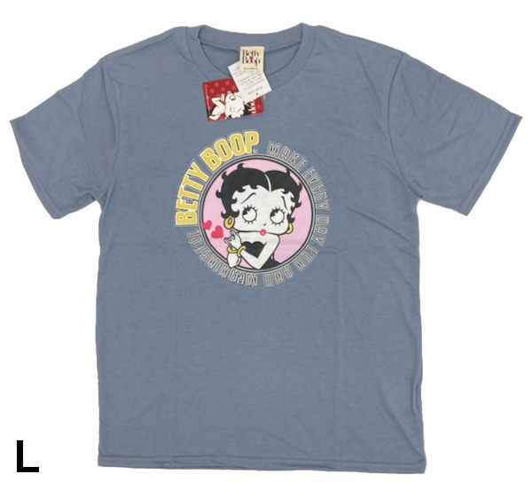 即決新品 ベティ 半袖Tシャツ 男女兼用 L メンズサイズ Dブルー系 Betty Boop 送料無料