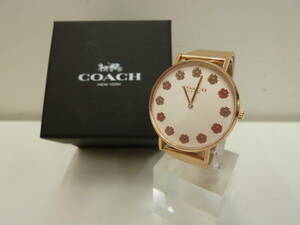  brand festival clock festival beautiful goods Coach COACH NEW YORK quartz wristwatch analogue lady's pink gold series operation goods use item home storage goods 