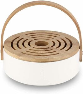  mosquito repellent incense stick holder ceramic cover attaching outdoor camp insect repellent entranceway garden pokapokaya ( wooden steering wheel white )