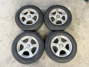 H410-2)215/65R16+社外16インチアルミ中古4本セット！7J-16+38 114.3/5穴&4穴！タイヤ山あり！手渡し可！愛知