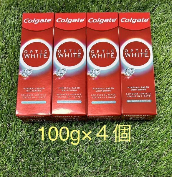 ※４個セット　新パッケージ　コルゲート　Colgate 100g オプティックホワイト プラスシャイン　ホワイトニング 歯磨き粉 送料込み