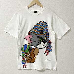 90s TOM&JERRY USA製 Tシャツ ホワイト 白 Mサイズ トム＆ジェリー アニメ キャラクター Tee ビンテージ オールド 古着 1544